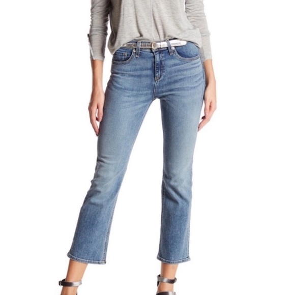 RAG & BONE Straight Leg Crop Jeans in Belgrave Wash - Picture 1 of 10